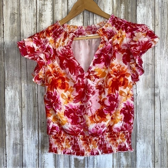 entro Tops - Entro Rhys Pink & Orange Floral Blouse